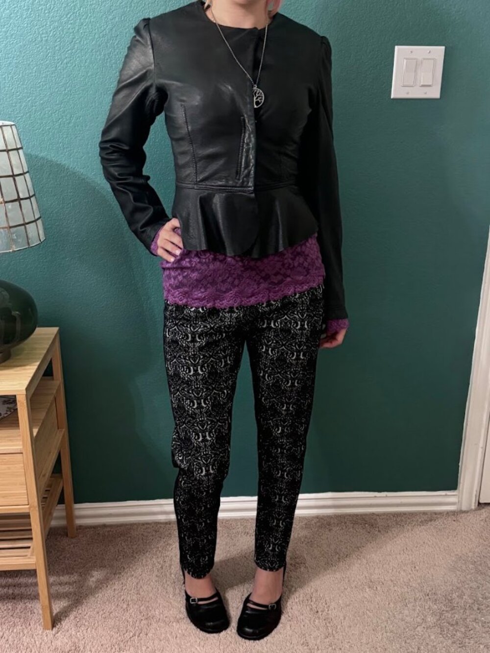 Indigo Poppy Witchy Whimsigoth Baroque Damask / Brocade Leggings - size 10